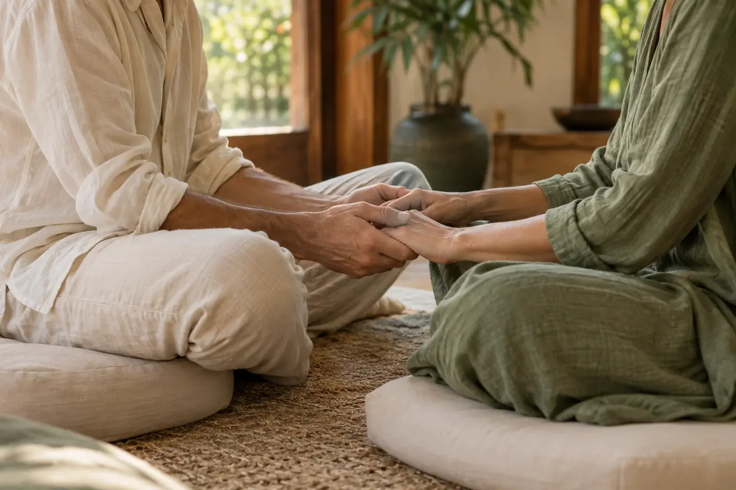 Ambientación ilustrativa de Sacred Space · Tantra para parejas, creada con IA